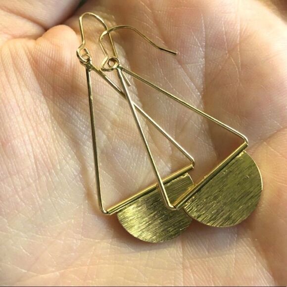 Gold Boho Geo Statement Dangle Earrings - Picture 2 of 7
